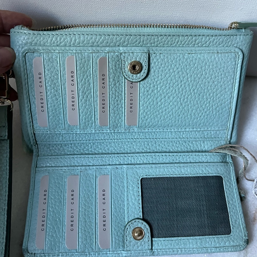 NEW Soft genuine Leather Wallet Wristlet Soft Light Green Made in India.. - Picture 11 of 16